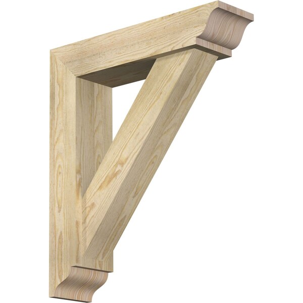 Ekena Millwork Traditional Traditional Rough Sawn Bracket w/ Offset Brace, Douglas Fir, 6"W x 24"D x 28"H BKT0604X24X28TRA01RDF - main
